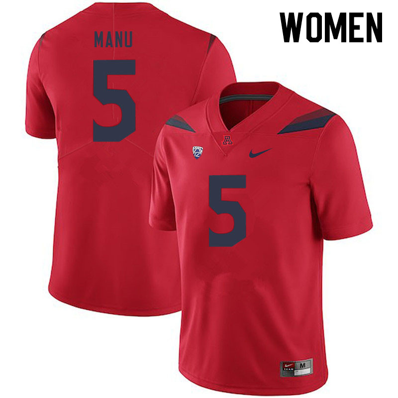 Women #5 Jacob Manu Arizona Wildcats College Football Jerseys Stitched-Red - Click Image to Close